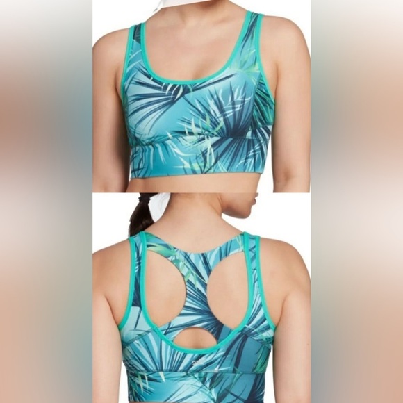 Tropical Leaf Pool Sports Bra Racerback DSG Size XL #1402 - Picture 1 of 5